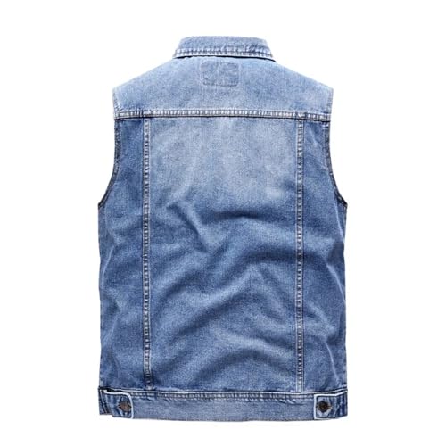 Chaleco vaquero para hombre de algodón con cuello vuelto estilo retro de moda 3