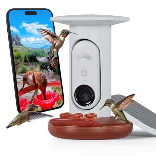Birdbuddy Smart Solar Pro Hummingbird Feeder with Camera - AI Bird Identification, 2K Video, 5MP Photos, Outdoor Hanging, Gift for Bird Watching