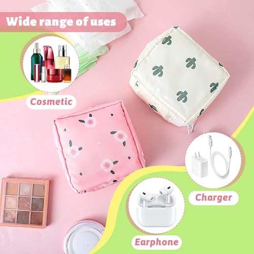 Image of 2Pcs Period Bag, Sanitary Napkin Storage Bag Portable Reusable Sanitary Pads Bags for Women Tampons Holder for Purse Period Pouch with Zipper Feminine Care Kit