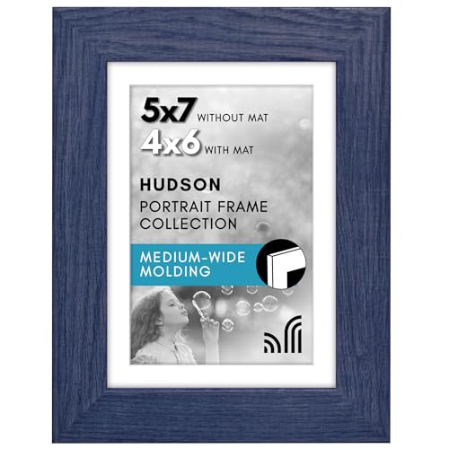 Americanflat 5x7 Picture Frame - Matted to 4x6 - Engineered Wood - Blue Deal