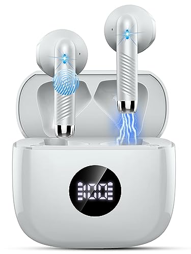 Auriculares-Inalambricos-Auriculares-Bluetooth-53-HiFi-Estereo-con-HD-Mic-Cascos-Inalambricos-Bluetooth-IP7-Impermeable-Pantalla-LED-In-Ear-Auriculares-Reproduccion-de-40H-Control-Tactil-Gris