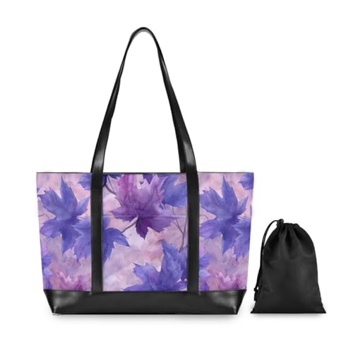 Watercolor Painting Maple Leaf Amethyst classy laptop purse for women with zipper for commuter with lunch maletín para laptop mujer2