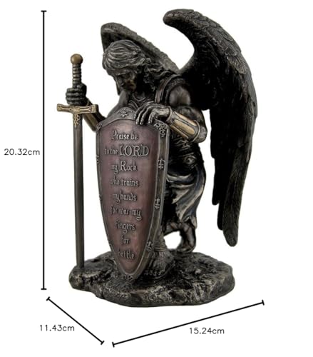 Veronese Design Praise Be to the Lord My Rock Kneeling Warrior Angel Statue