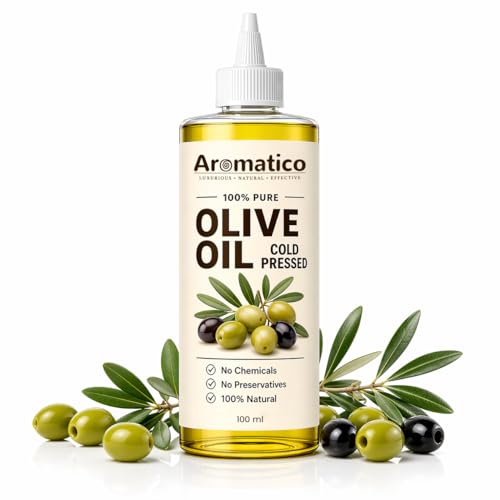 Image of Aromatico Olive Oil Extra Virgin 100% Pure Cold Pressed Oil for Hair, Skin & Body Deep Nourishment | Rich in Antioxidants | Multipurpose Natural Oil - 100ml