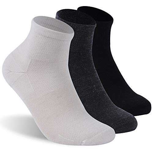 RTZAT 90% Merino Wool Ultra-Light Athletic Ankle Running Socks for Men & Women,3 Pairs,Blue,Black&Gray&Begie,Large