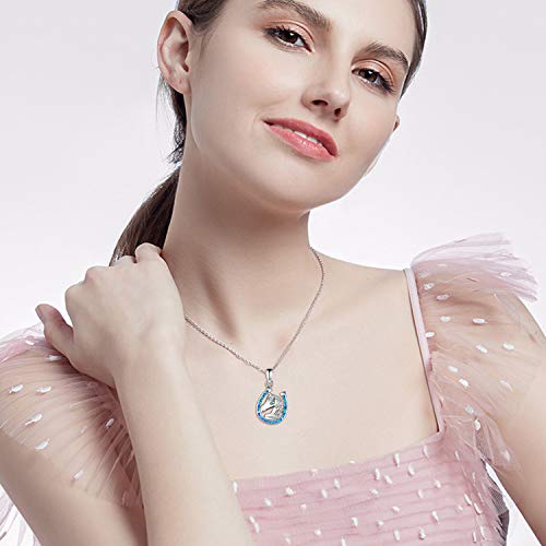 Zoeniya Mother's Day Gifts for Horseshoe Opal Horseshoe Necklace for Women Sterling Silver Horse Pendant Necklace Horse Lovers Gifts Horseshoe Jewelry for Women Mom New Mom to Be - Image 3