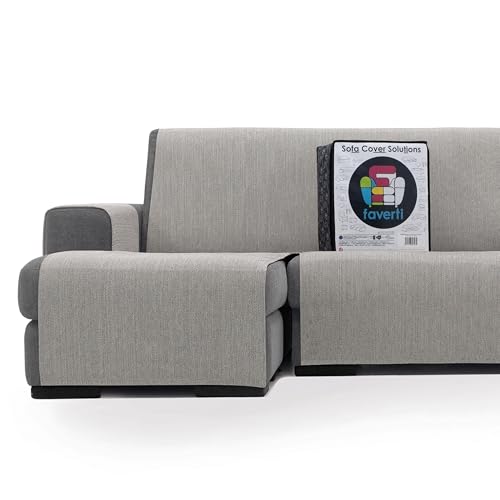 FAVERTI® Cubre Chaise Longue Brazo Izquierdo 240 (Visto de Frente) | Modelo DAIMUS | Súper Fresco y Resistente para Mascotas, Hecho en españa con Material Reciclado | Protector Chaise Gris Claro