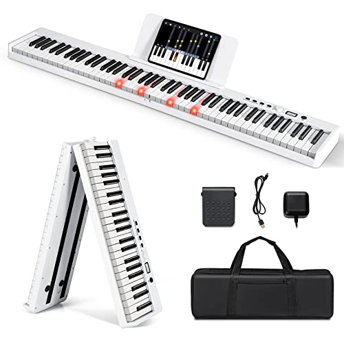 DREAMADE Clavier Électronique Pliable avec 88 Touches, Piano Numérique avec Sac de Rangement et Pupitre, Écran LCD et… - Les Beatles, Paul McCartney, John Lennon, RIngo Starr, George Harrison DREAMADE Clavier Électronique Pliable avec 88 Touches, Piano Numérique avec Sac de Rangement et Pupitre, Écran LCD et…