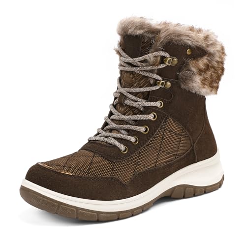 mysoft Women's Snow Boots Waterproof Insulated Warm Lace-Up Winter Booties for Outdoor