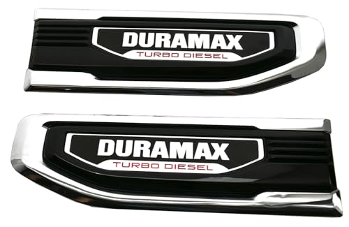 Image of Pair Set Turbo Diesel Emblems Side Vent Logo Compatible with 2020-2025 Sierra 1500 Dura-max Turbo Diesel Badge Kit 86532091 (Chrome)