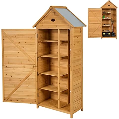 GiantexUK Wooden Garden Shed with Shelves Cover