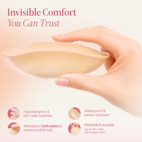 Image of Muse Saga Push Up Sticky Bra Inserts for Backless and Strapless Outfits | Strong Adhesive Double Sided Sticky Bra Inserts Push Up for Seamless Invisible Comfortable Everyday Wear and Sensitive Skin