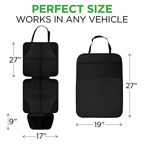 Lebogner Car Seat Protector + Kick Mat Auto Seat Back Protector With 3 Organizer Pockets, Durable Quality Seat Covers + Waterproof Kick Guards To Protect Your Leather And Upholstery Seats From Damage #TOP1