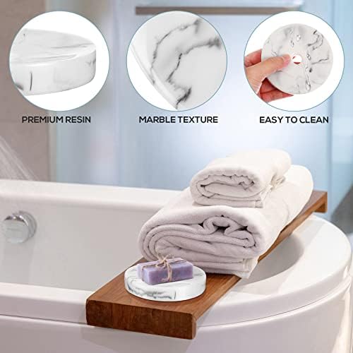 ULTECHNOVO Resin Soap Saver Marble Effect Soap Holder Soap Ceramic Bathroom Soap Dish Soap Holding Tray