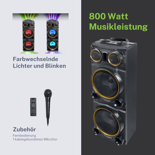 Altavoz maleta Muse M-1988 DJ con 800W de potencia en color negro 4