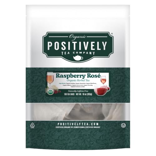 Image of Positively Tea, Organic Raspberry Rose Tea, 100 Ct Tea Bag Value Pack