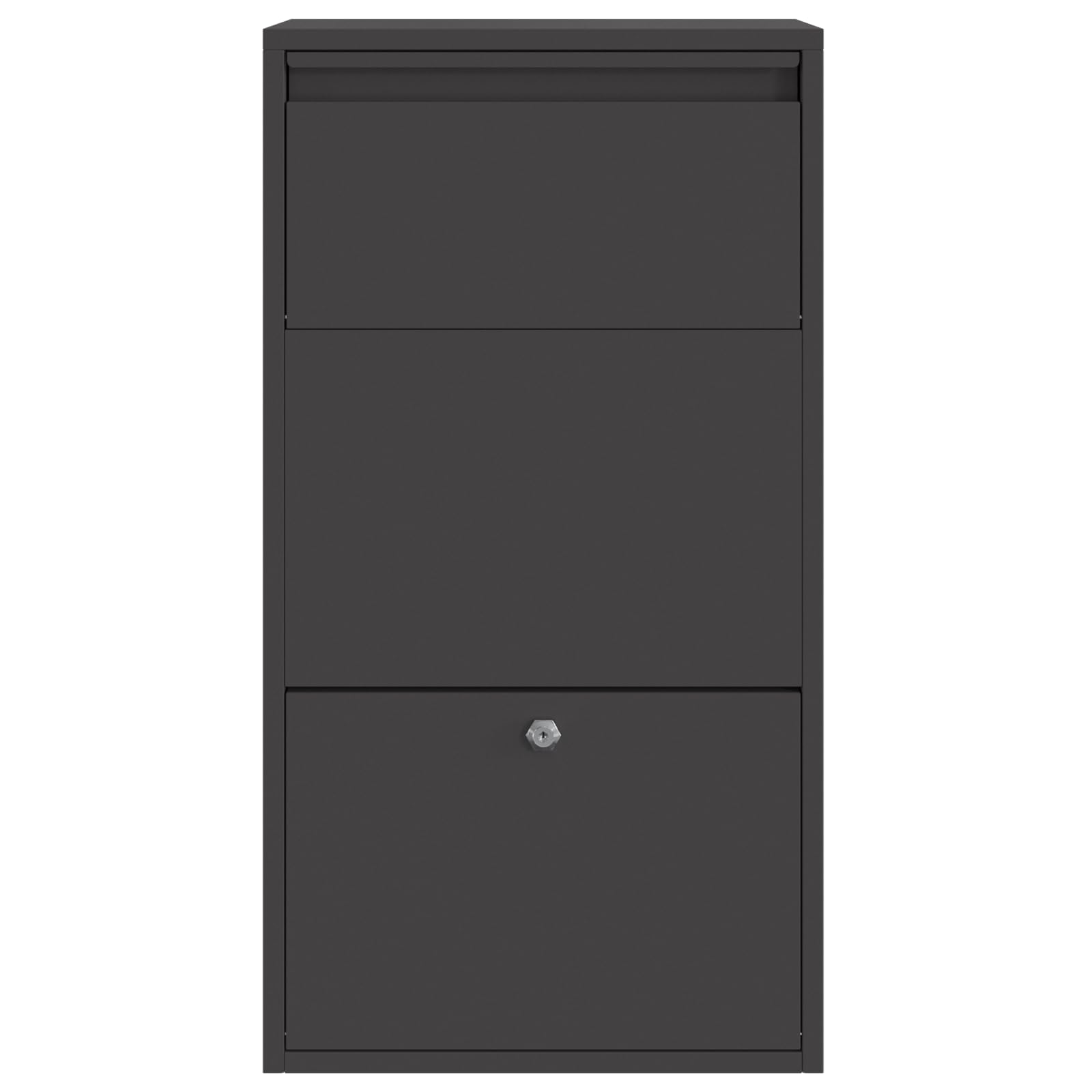 vidaXL Boîte de dépôt de colis avec porte Noir 44 x 22 x 82 cm Acier, Jardin et terrasse, design moderne, boîte aux lettres étanche, rangement élégant, cadre en acier