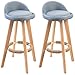Sillas Altas Madera Taburetes Bar Giratorios, Asiento Lino Algodón y Reposapiés Cuerda Cáñamo para el Hogar, Restaurante Barstools, 2 Pcs(Size:83 cm,Color:Azul)