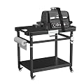 LS'BABQ Grill Stand for Ninja Woodfire Outdoor Smoker Pizza Oven Accessories, Foldable Cart Table With Wheels for Ninja XSKUNSTAND OG700 OG800 OG900 OO101 Series, Black