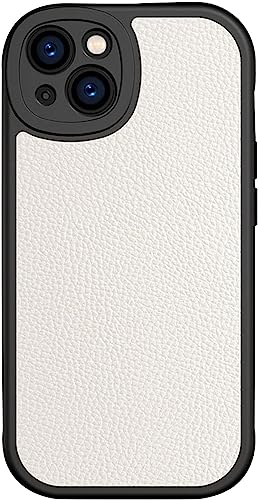 Coque arrière en cuir véritable iPhone 14 Pro Max antichoc noire