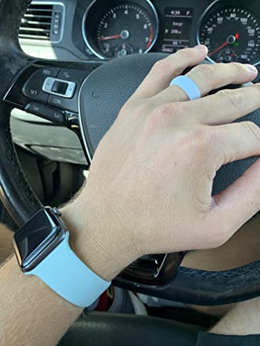 AERA Mens Silicone Wedding Band - Thin, Breathable, Classic Design Rubber Ring (Baby Blue, 13)