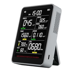 Xoopon 9-in-1 Professional Indoor Air Quality Monitor Indoor Portable PM2.5/PM10/CO2,Temperature, Formaldehyde Detector,Humidity TVOC,Time Display Air Quality Tester-Confined Space Clean Air Monitor