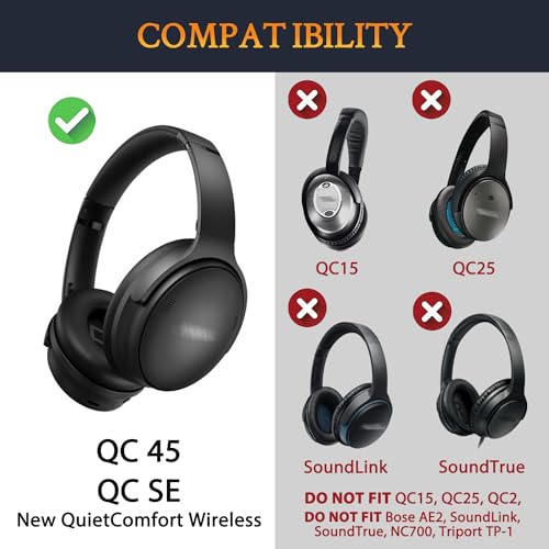 SOULWIT Replacement Headband Pad Kit for Bose QuietComfort 45 (QC45)/QuietComfort SE (QC SE)/New Quiet Comfort Wireless Headphones - Image 2