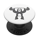 Gorilla Lifting Weights Weightlifting Barbell Gift Funny Ape PopSockets Grip and Stand for Phones and Tablets