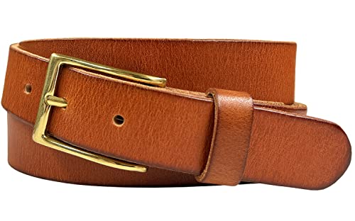 Men's Full Grain Genuine Leather One Piece Casual Dress Belt or Punk Star/Studded Jean Belt, 1-1/8