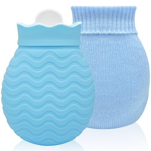 Silikon-Wärmflasche, 320ml kleine tragbare Heizkissen zur Schmerzlinderung, für Rücken, Nacken und Schultern, Mini auslaufsichere Wärmflasche,...