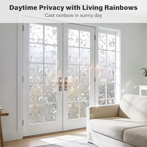 Película para ventana con patrón tulipán y privacidad miniatura 2