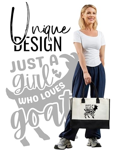 Bolso tote de lona para amantes de las cabras, para mujeres y niñas, con cierre de cremallera superior y correa para hombro, ideal como regalo de cumpleaños, Día de la Madre, Acción de Gracias o Navidad miniatura 2
