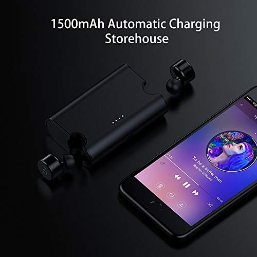 Image of Chevron Bluetooth V4.2 Earphones with Deep Bass Stereo Sound, Charging Box and Hands-Free mic (Volcano Black)