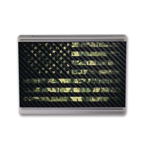 Image of MightySkins Carbon Fiber Skin Compatible with Microsoft Surface Laptop Go 3 (2023) Full Wrap Kit - American Camo | Protective, Durable Textured Carbon Fiber Finish | Made in The USA