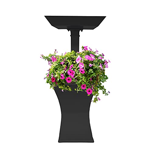 Image of Oakland Living Modern Square Cast Aluminum Metal 40-in Black Bird Bath and Planter Vase Combo