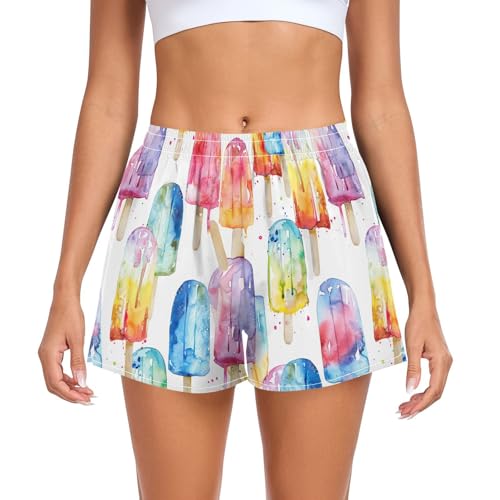 Women Athletic Shorts Ice Cream Popsicle Running Shorts for Women 2XL 202b5812