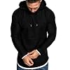 Men's Long Sleeve Pullover Hoodie Tops Sportwear Muscle Hoodie T-Shirts Solid Color Sweatshirt for Men SolidBlack XXL #1
