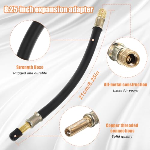 Image of 2Pcs 8.25 Inch Universal Flexible Tire Valve Extenders 2Pcs 90 Degree Valve Stem Extension, Brass Tire Valves Extension Adaptor for RV Cars Truck Motorcycle Scooter Bike