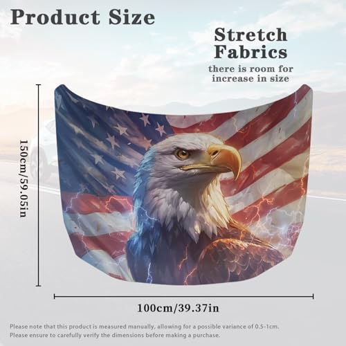 Image of Cool Eagle American Car Hood Cover Polyester Elastic Fabrics Washable Suitable for Large SUV and Pickup Trucks 39x59in