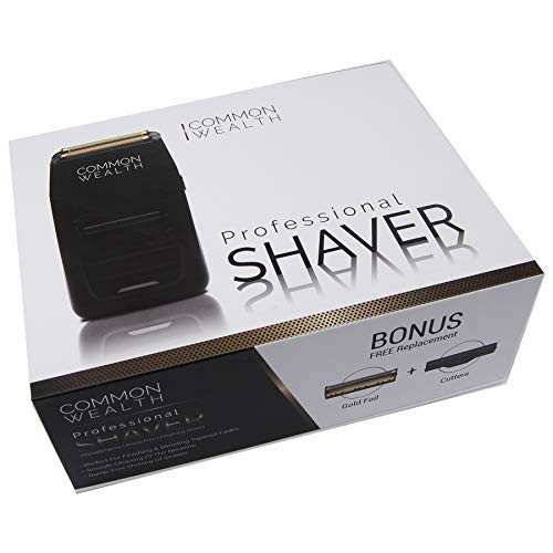 Common Wealth Professional Shaver Cordless Hypoallergenic Bump Free Gold Pro Foil Barber Finishing Shaper Trimmer Tool CWPS26 For Beard Neckline & Tapered Fades