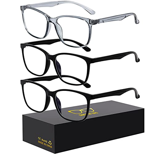 Image of Oilway Blue-Light Blocking Glasses Computer Reading /Gaming /TV /Phones Glasses Fashion Anti Eyestrain Glasses for Women Men(E2 Black + Black + Gray)