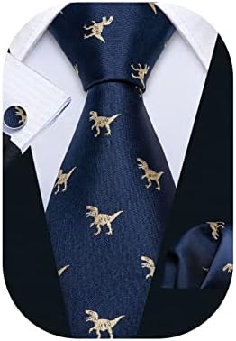 Barry.Wang Solid Colors Men Ties Handkerchief Cufflinks Necktie Set for Wedding Business
