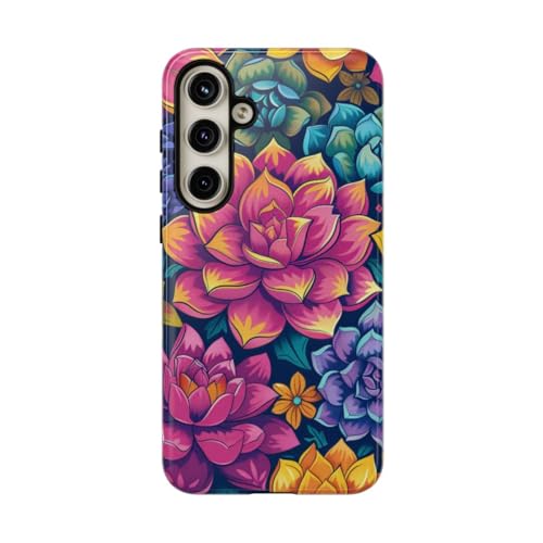 Coque Samsung S24 Plus rose motif floral succulent rigide et brillante