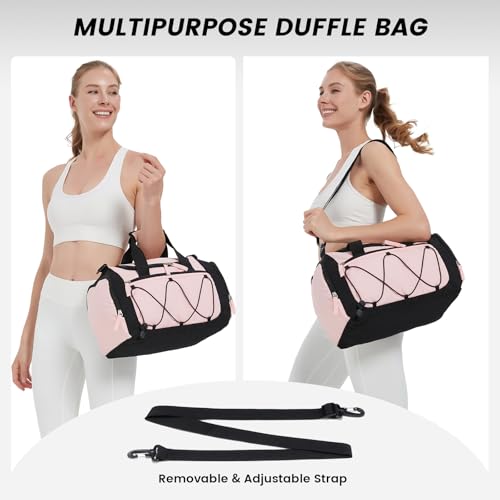 Image of Vorspack Gym Bag for Women - 15 Inches Small Duffle Bag for Travel Lightweight Duffel Bag Personal Item Travel Bag Weekender Bag for Travel Sports Gym - Pink