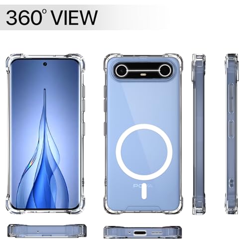Image of Outlouders Back Cover for Tecno Pova Slim 5G Mag-Safe Transparent PC + TPU Bumper Case with Magnetic Support Shockproof Protection (Transparent Mag-Safe)