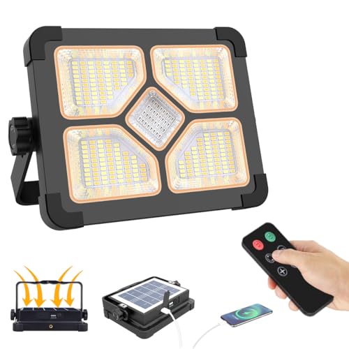 ERAY 150W Projecteur LED Rechargeable Avec Télécommande, Projecteur LED Chantier Portable Batterie 15000mAh, Lampe de Travail 5 Modes/296 perles LED/Panneau...