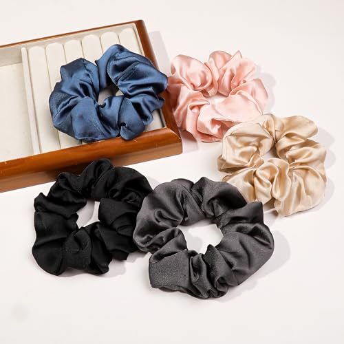 Image of Hair Ties Scrunchies for Women's, for Girls Big Scrunchies Both for Thick Hair or Thin Hair Curl Hair No Crease Ponytail Holder No Hurt Your Hair