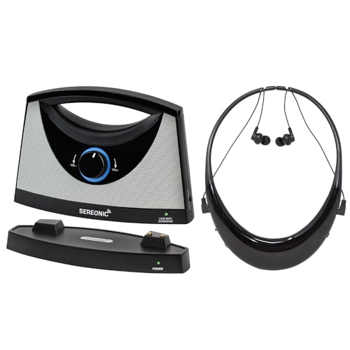 Image of SEREONIC Wireless TV Speaker & Headphone Bundle for Hard of Hearing - Portable TV Speakers and Comfortable Wireless Headphones with Clear Audio, 100ft Range