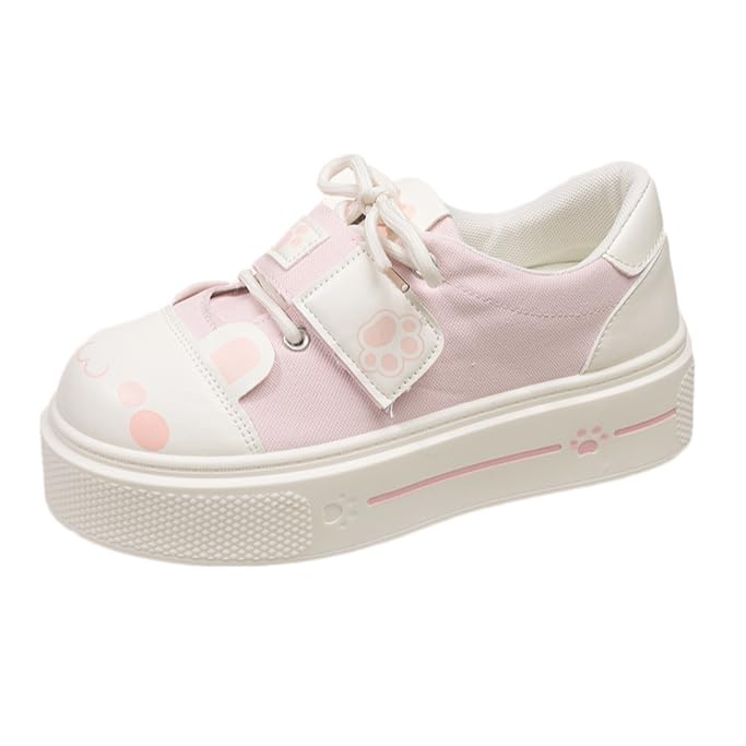 Women's Cute Bunny Canvas Shoes Chunky Platform Slip-On Sneakers Casual Flats for Everyday Wear, Kawaii Style Gift