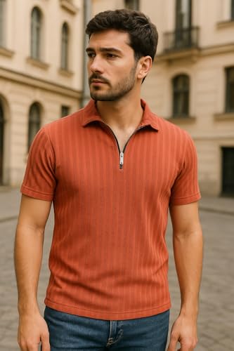 Image of Preneum Men's Polo T‑Shirt | Comfortable Rich Polycotton, Band Collar, Regular Fit | Stylish & Premium All Day Wear (Available in Plus Sizes)